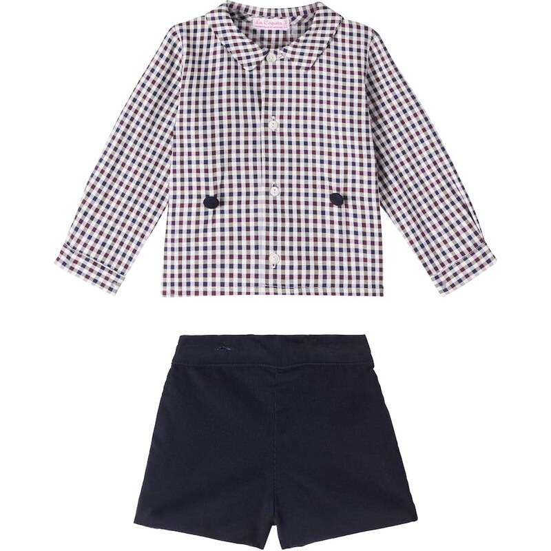 La Coqueta Baby Arlo checked cotton shirt and shorts set