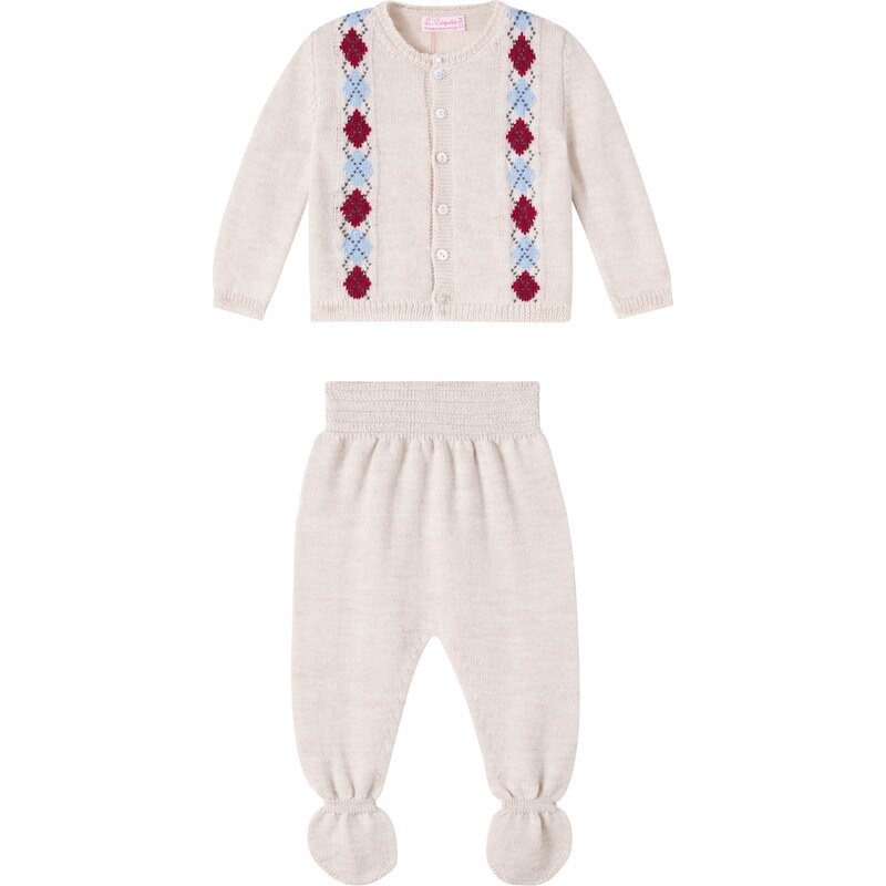 La Coqueta Baby argyle virgin wool cardigan and pants set