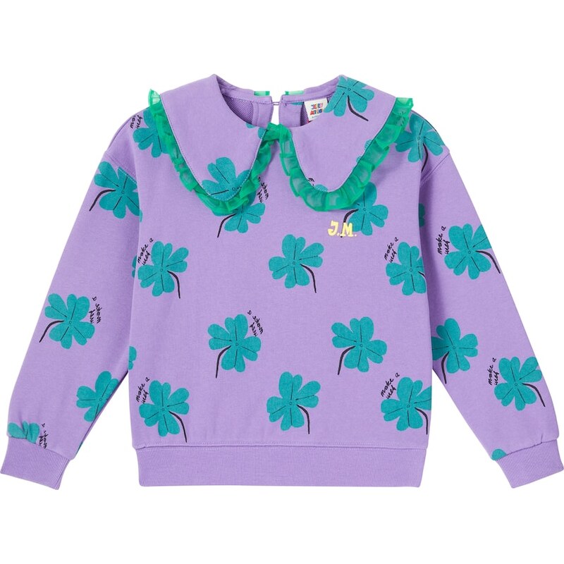 Jellymallow Lucky Clover printed ruffled cotton sweatshirt