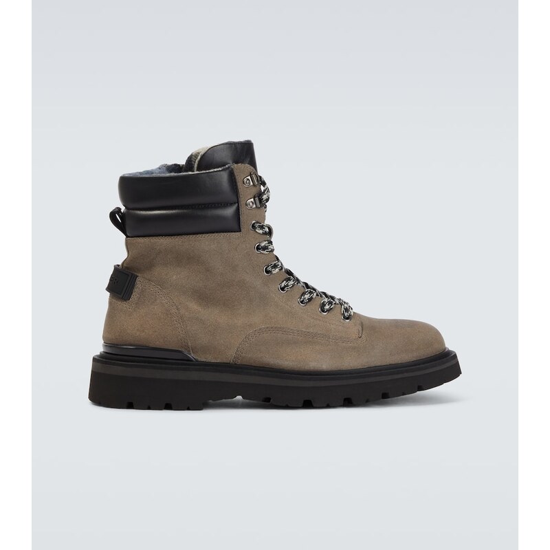 Bogner Seoul leather-trimmed suede lace-up boots