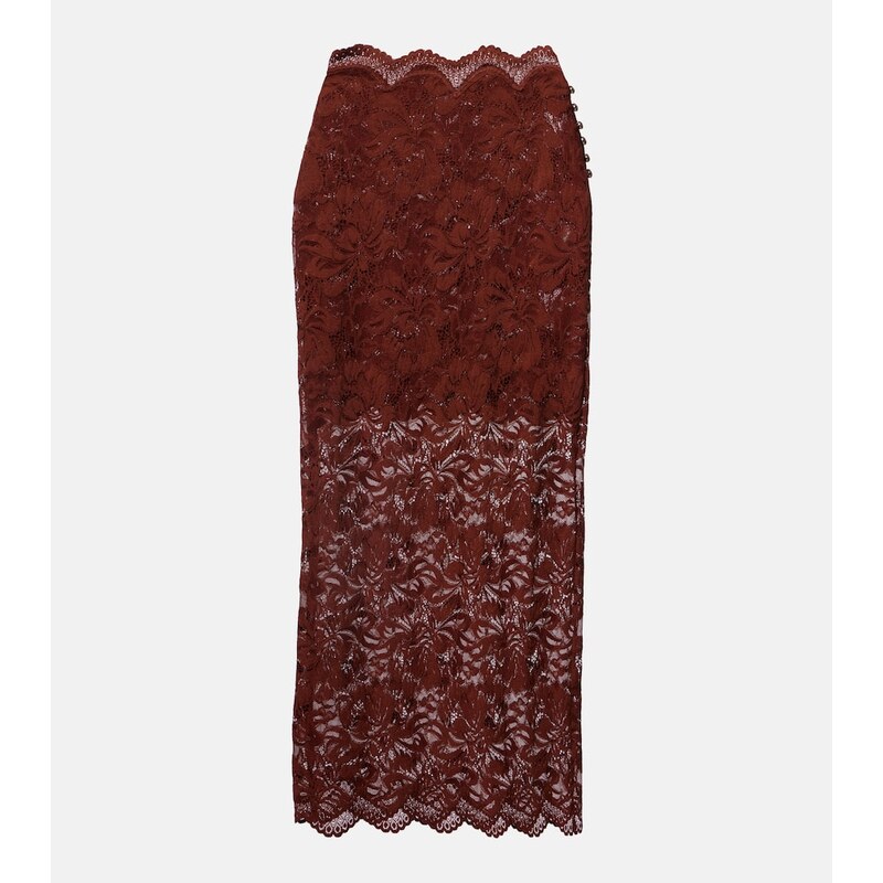 Rabanne Floral lace midi skirt