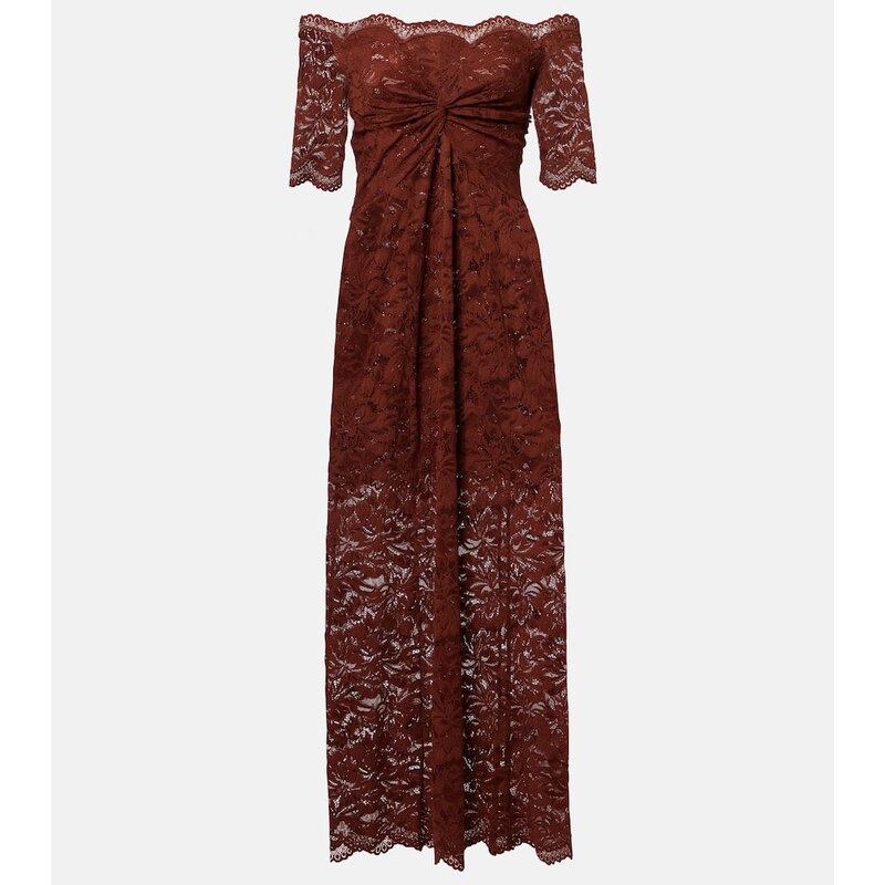 Rabanne Off-shoulder lace maxi dress