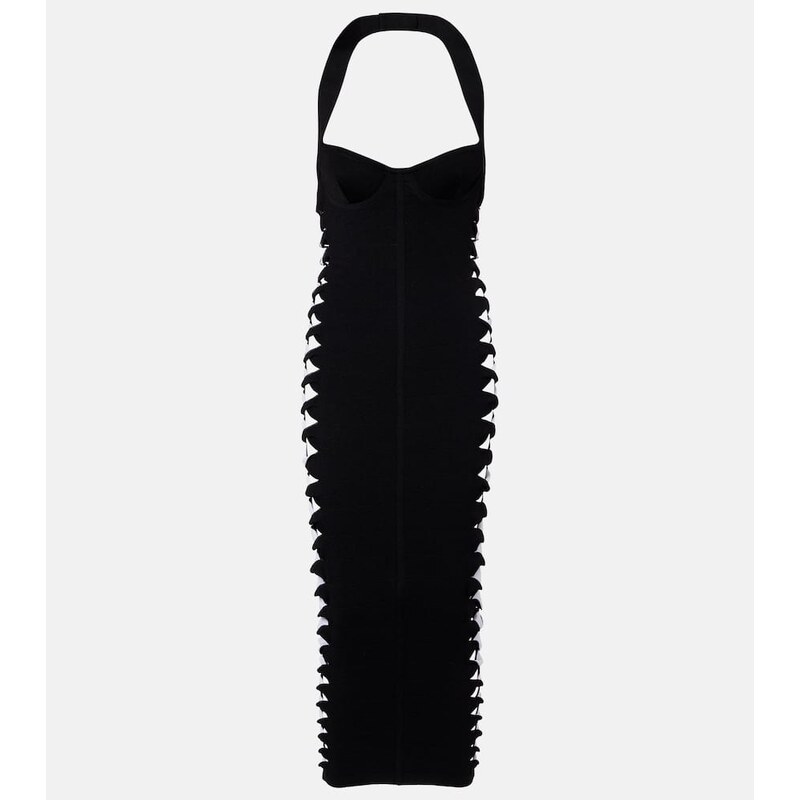 Balmain Cutout halterneck jersey midi dress