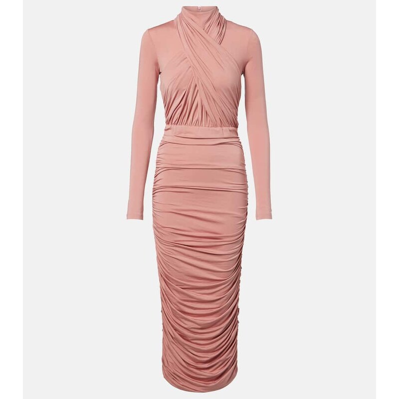 Balmain Ruched jersey midi dress
