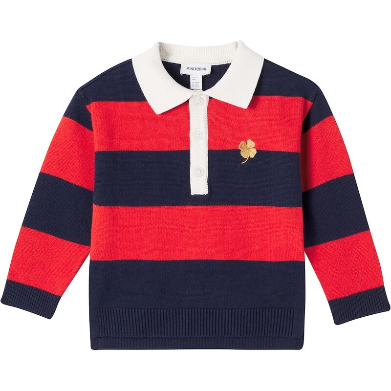 Mini Rodini Striped cotton and wool polo sweater