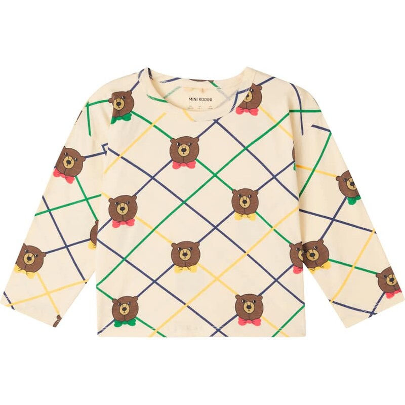 Mini Rodini Bear Check cotton-blend jersey T-shirt