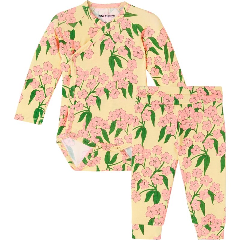 Mini Rodini Baby floral bodysuit and pants set