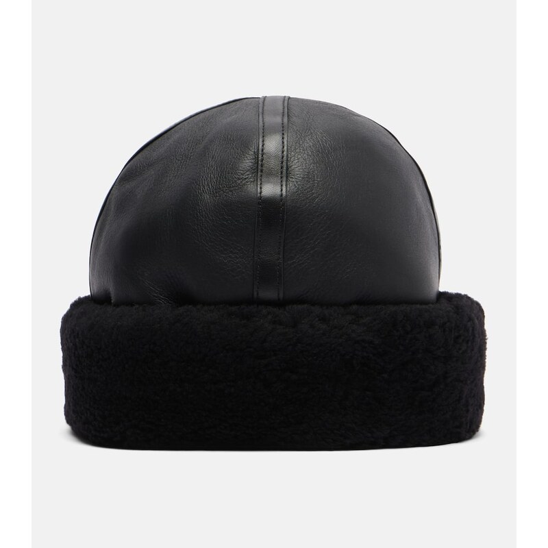 Toteme Shearling-trimmed leather hat