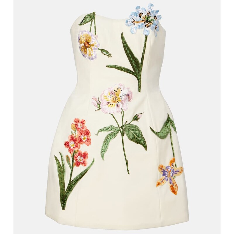 Leo Lin Rosario embroidered velvet minidress