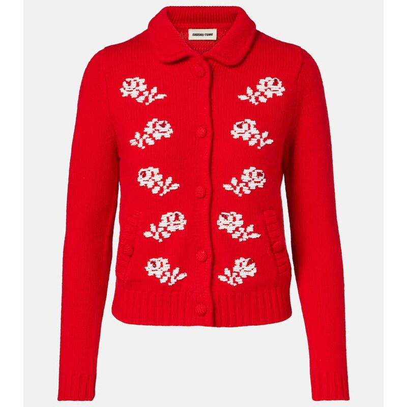 Shushu/Tong Beaded wool cardigan