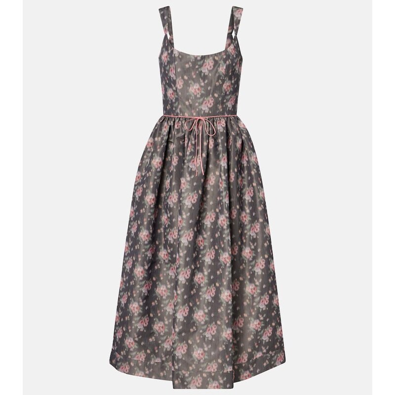 Markarian Apple floral taffeta corset midi dress