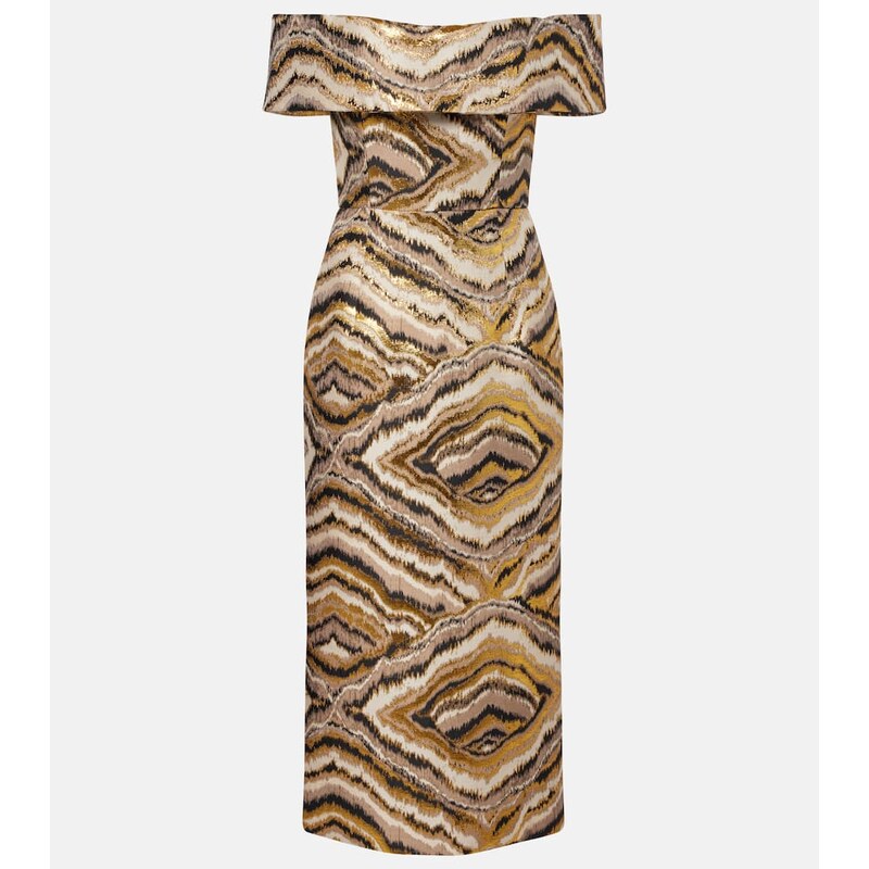 Markarian Gloria off-shoulder jacquard midi dress
