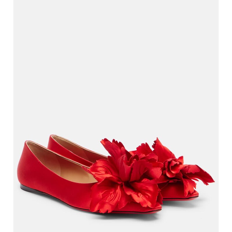 Ferragamo Gemy floral-appliquÃ satin ballet flats