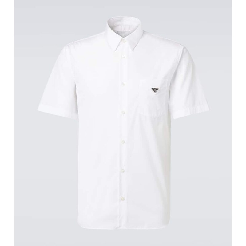 Prada Logo cotton poplin bowling shirt