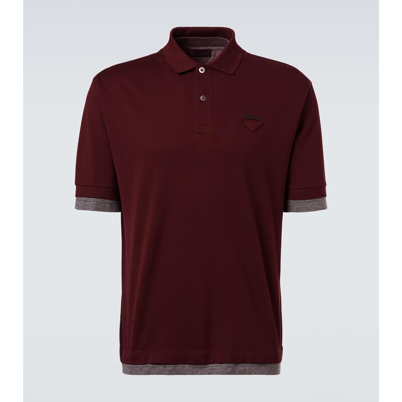 Prada Cotton polo tričko v barvě burgundské
