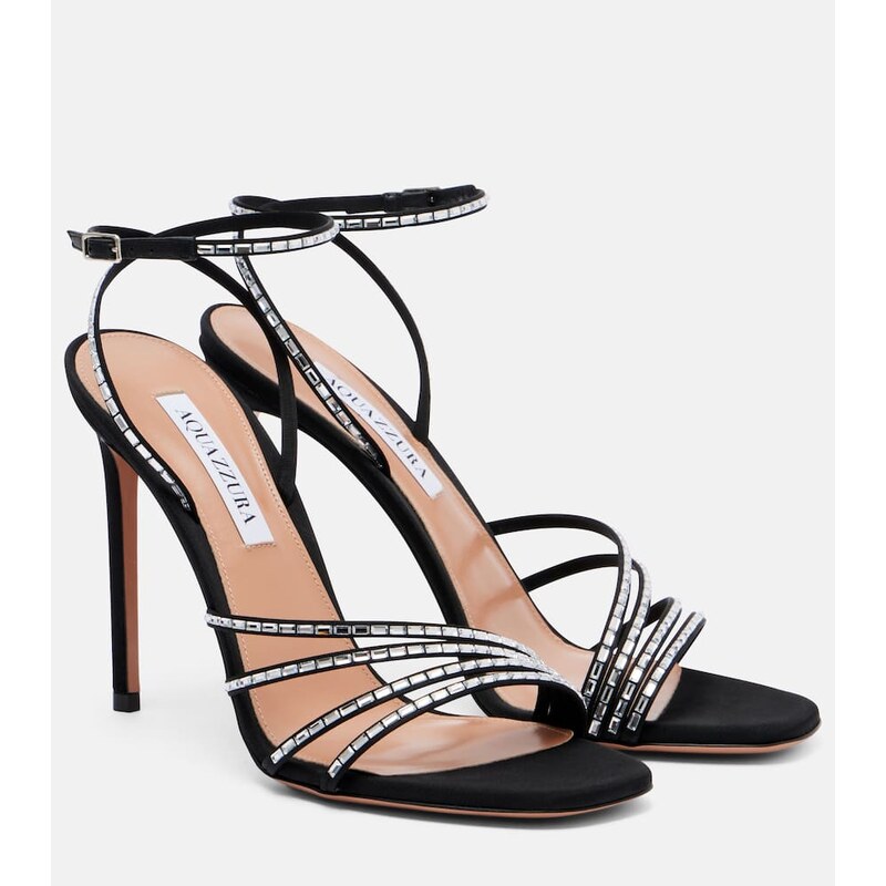 Aquazzura Mistica 105 embellished satin sandals