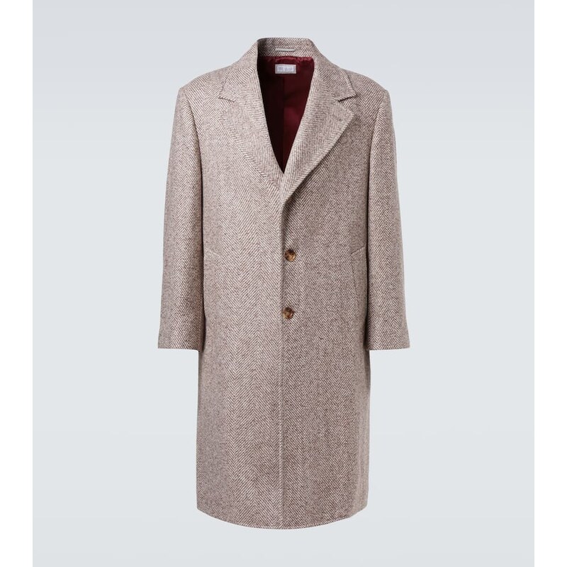 Brunello Cucinelli Herringbone wool and alpaca-blend overcoat