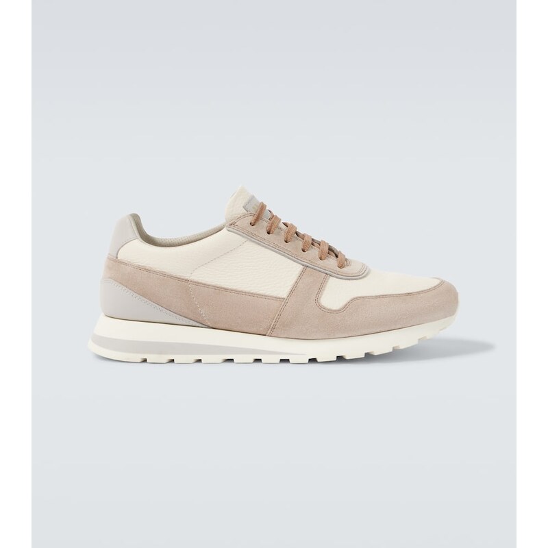 Brunello Cucinelli Suede-trimmed leather sneakers