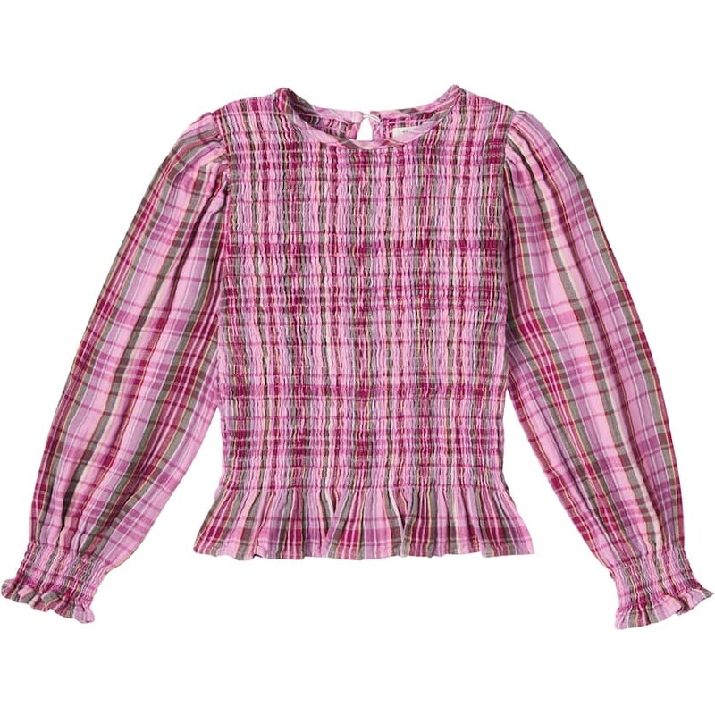 The New Society Adriana checked shirred cotton top