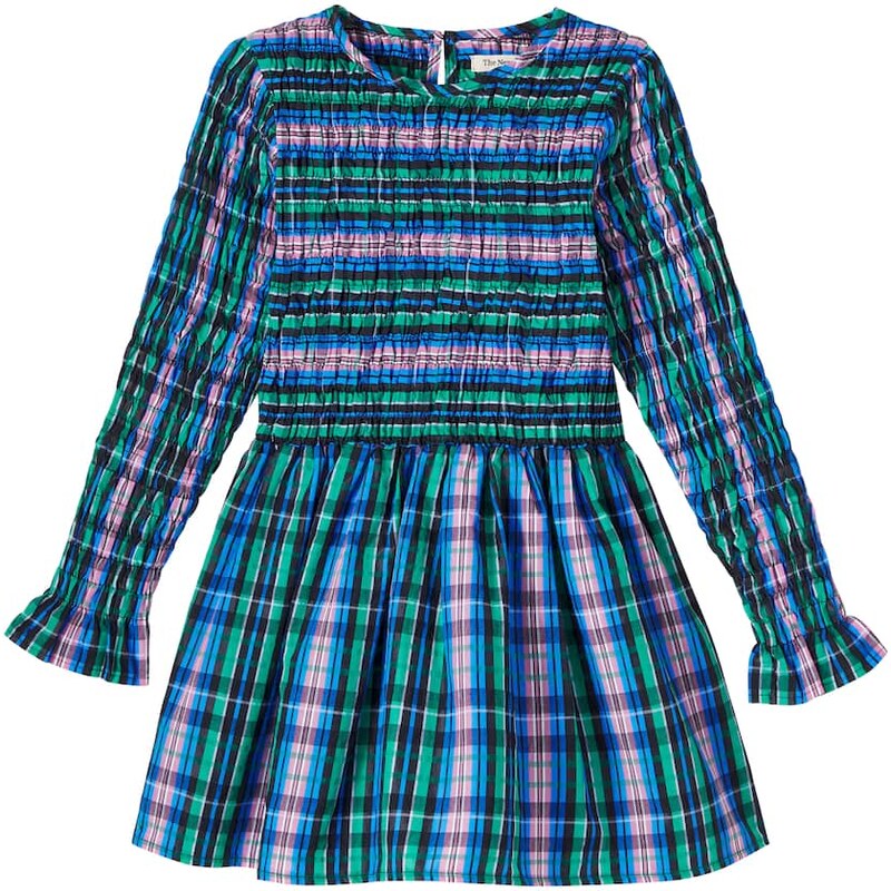 The New Society Lidia plaid shirred dress
