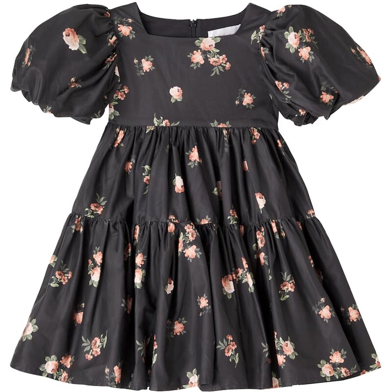 Petite Amalie Rosebud floral cotton poplin dress