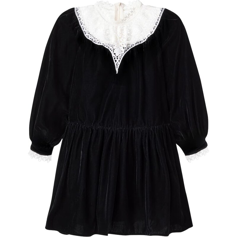 Petite Amalie Lace-trimmed velvet dress