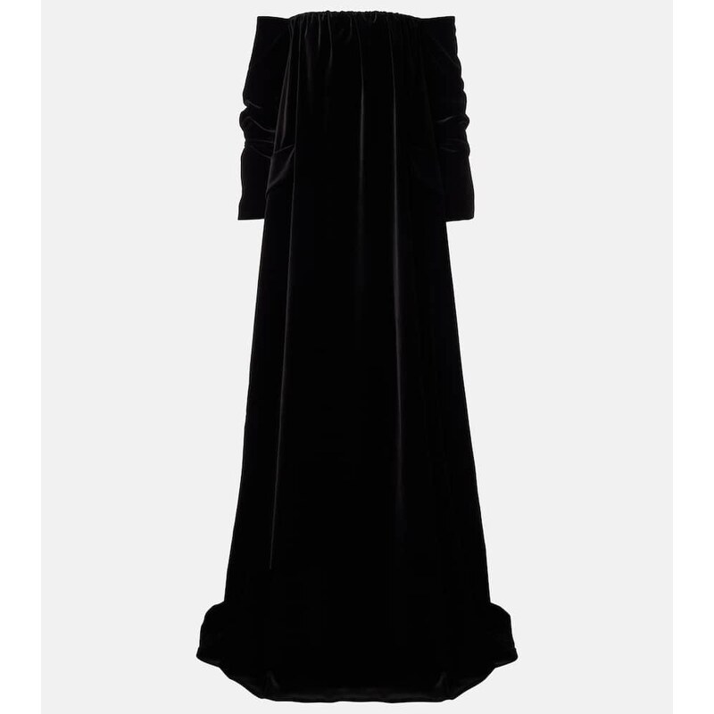 Max Mara Open-back cotton velvet gown