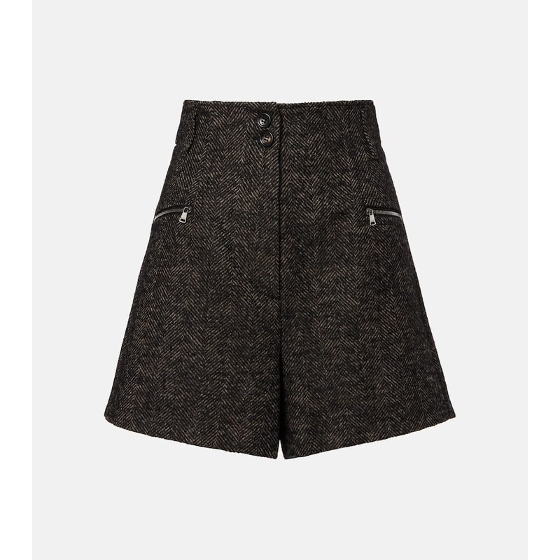 Max Mara Herringbone wool-blend shorts