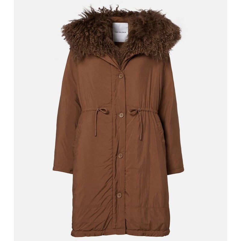 Yves Salomon Doudoune shearling-trimmed down coat