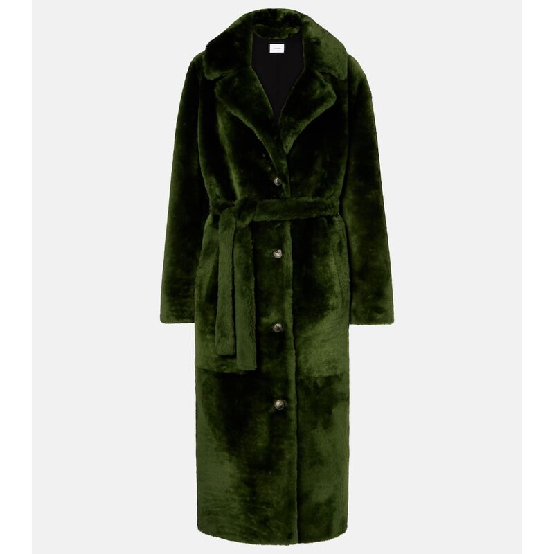 Dámský Shearling kabát v zelené barvě