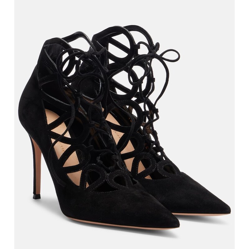 Gianvito Rossi Elisa 95 suede lace-up pumps