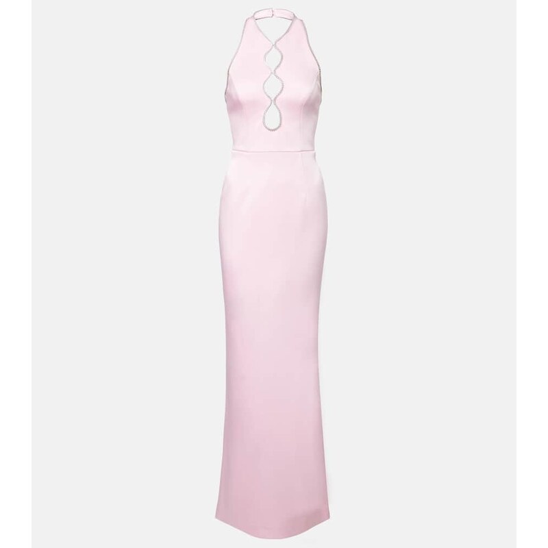 Rebecca Vallance Akari cutout halterneck satin gown