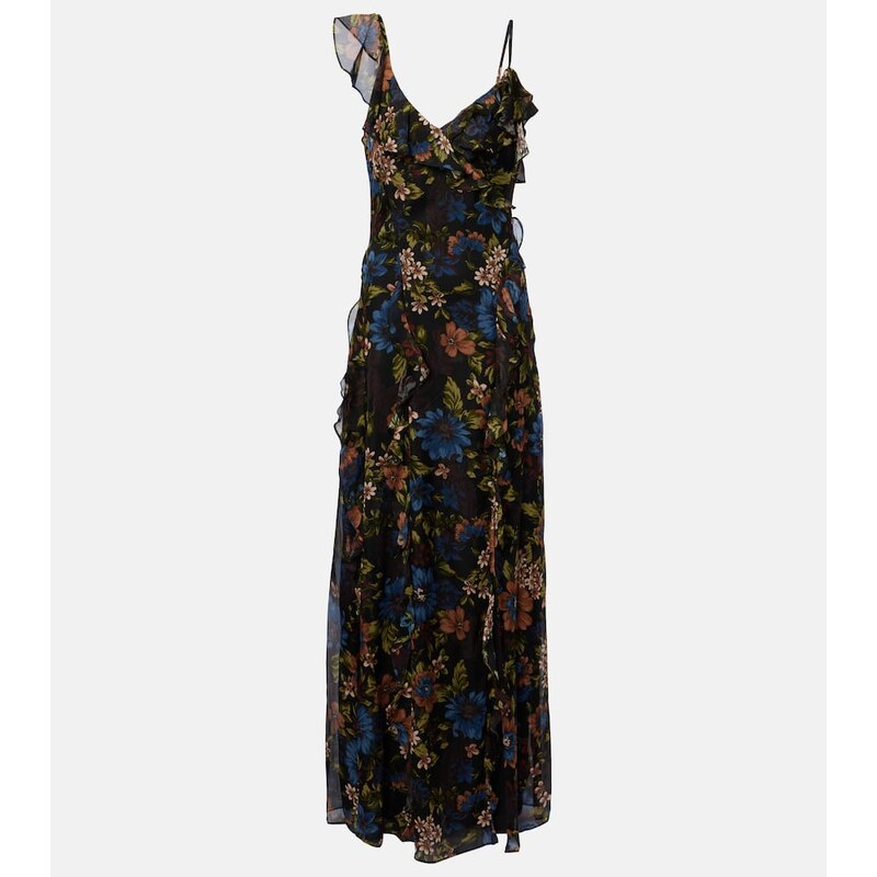 Veronica Beard Madeline ruffled floral silk maxi dress