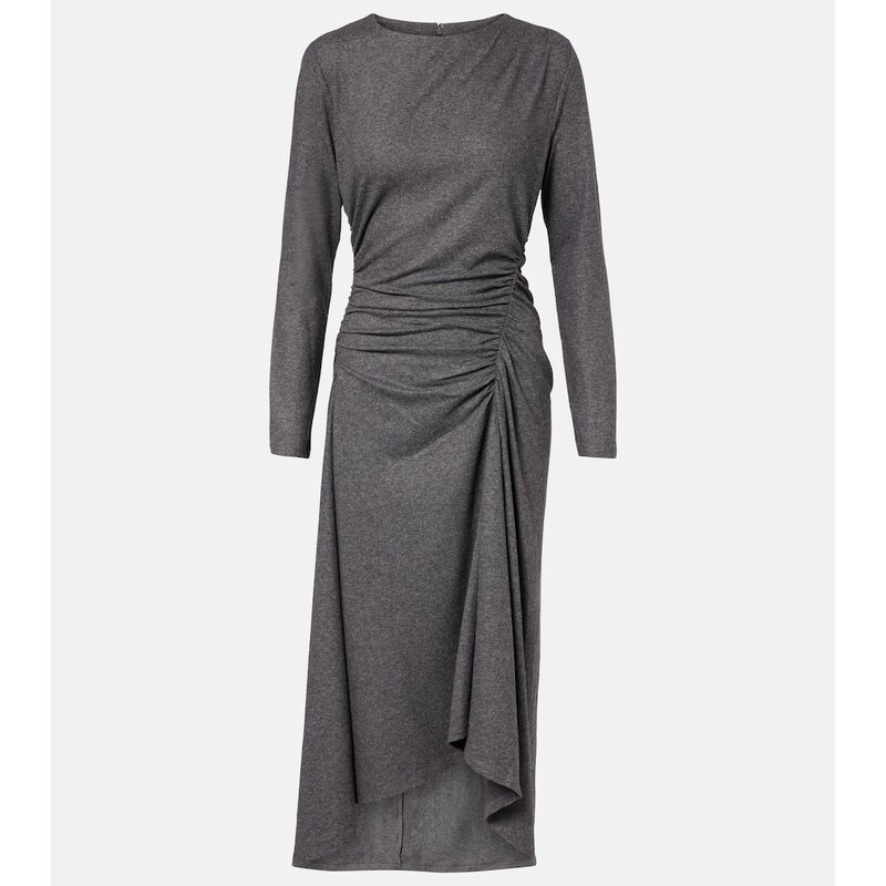 Veronica Beard Theodora ruched wool-blend midi dress