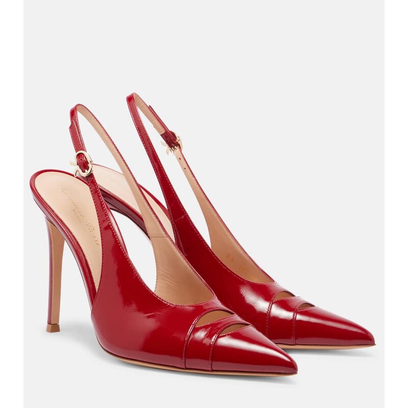 Gianvito Rossi 105 patent leather slingback pumps