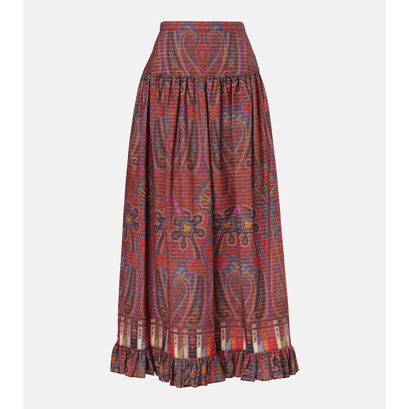 Valentino Paisley high-rise cotton maxi skirt