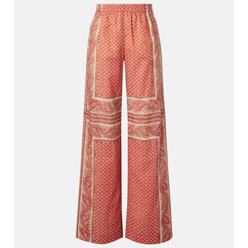 Valentino Printed cotton wide-leg pants