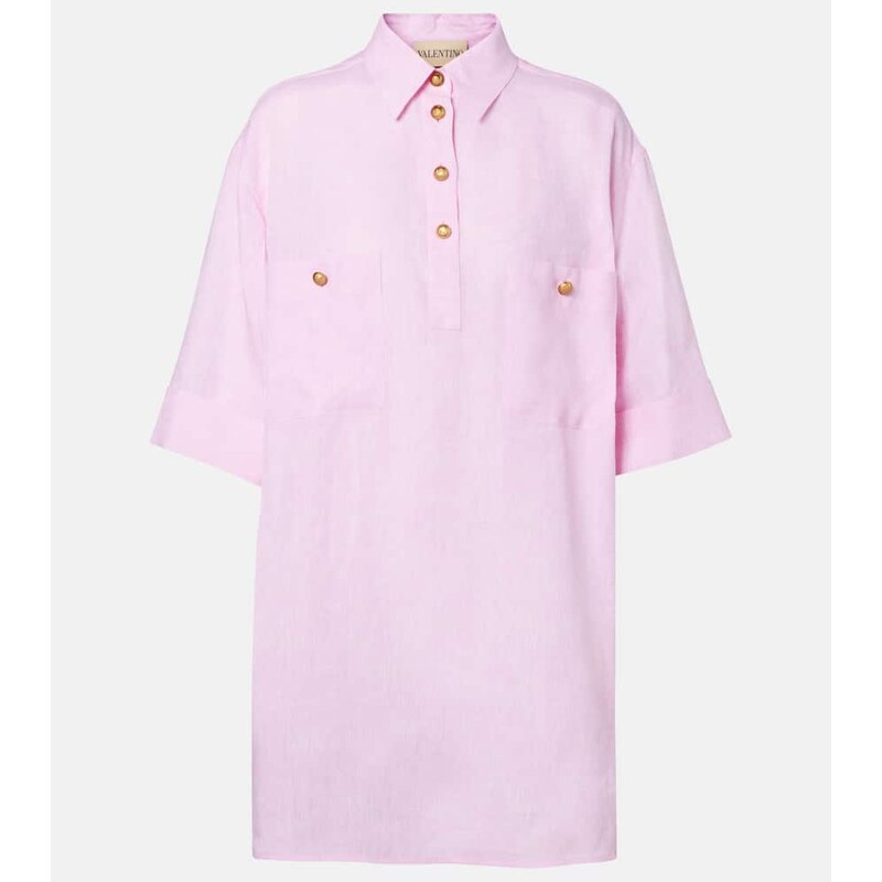 Valentino Oversized linen polo shirt