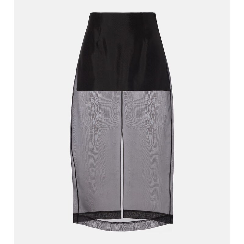 Frame High-rise silk organza midi skirt