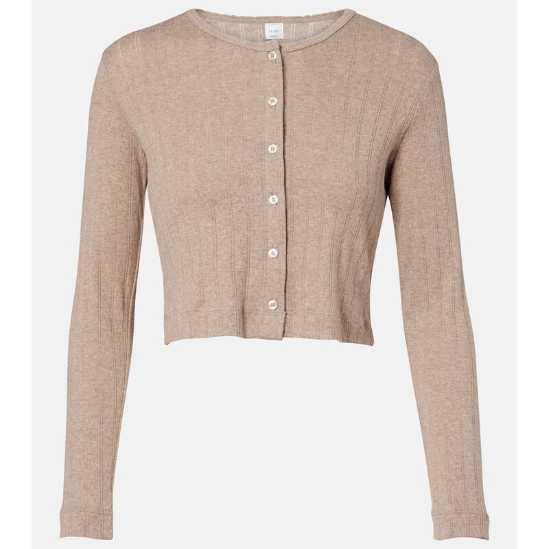 Leset Cropped pointelle cotton cardigan
