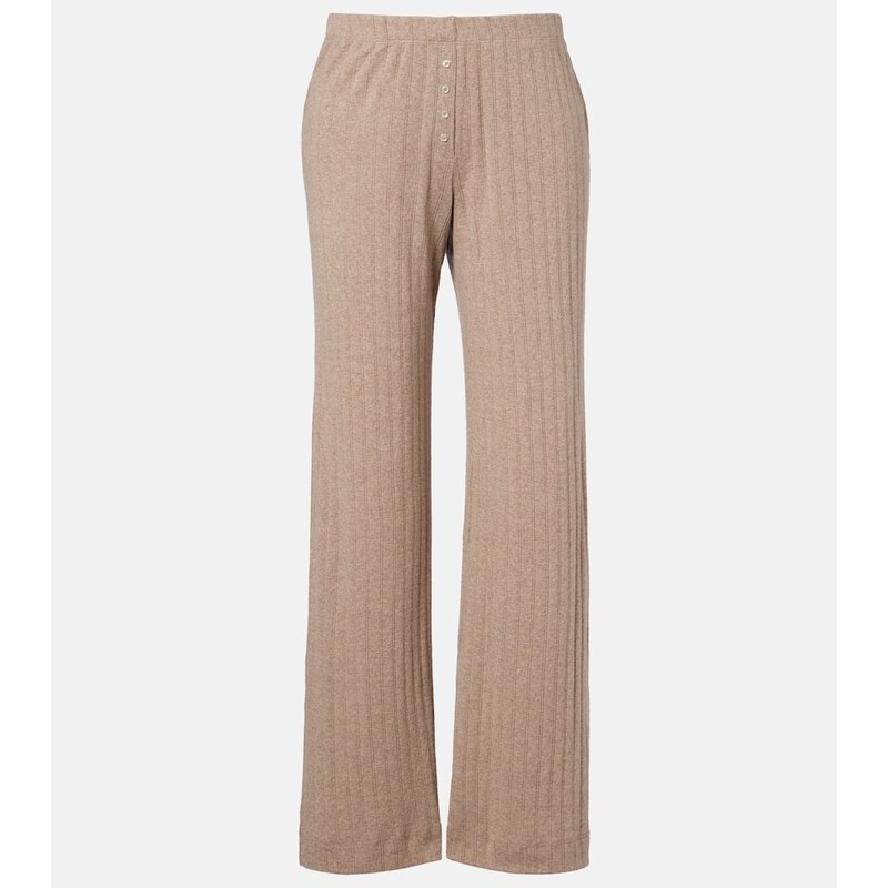 Leset Pointelle cotton wide-leg pants