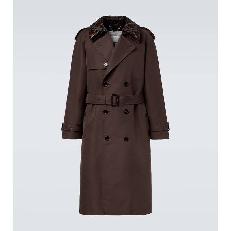 Burberry Burberry Check silk and cotton trench coat
