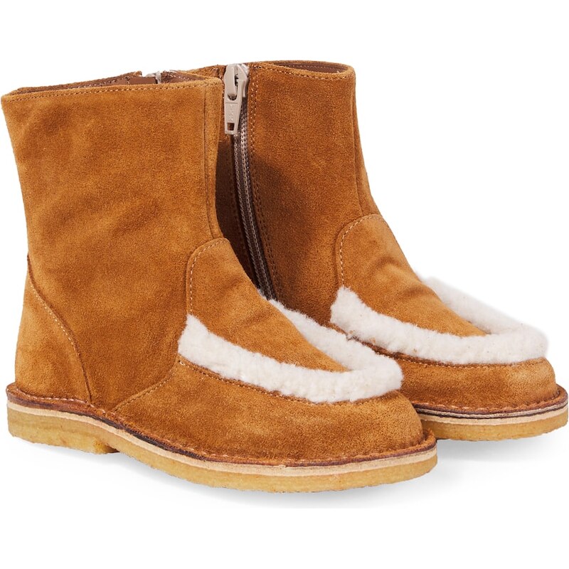 PèPè Shearling-trimmed suede boots