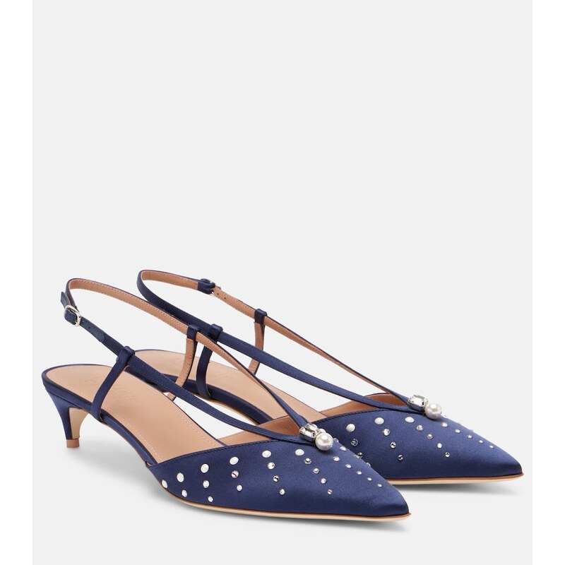 Malone Souliers Moore 40 embellished satin slingback pumps