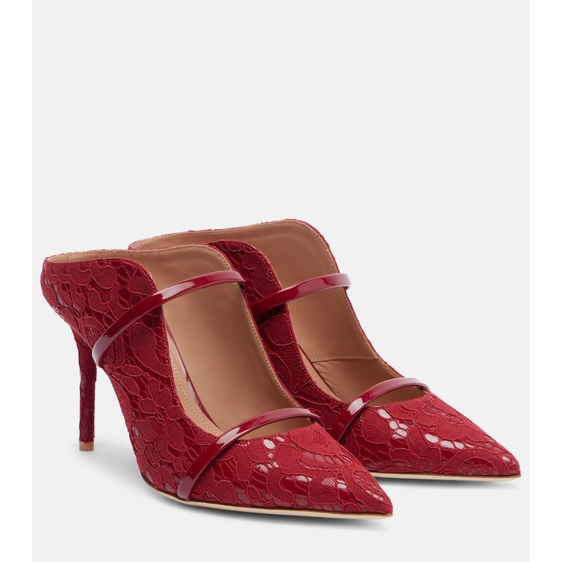 Malone Souliers Maureen 85 leather-trimmed lace mules