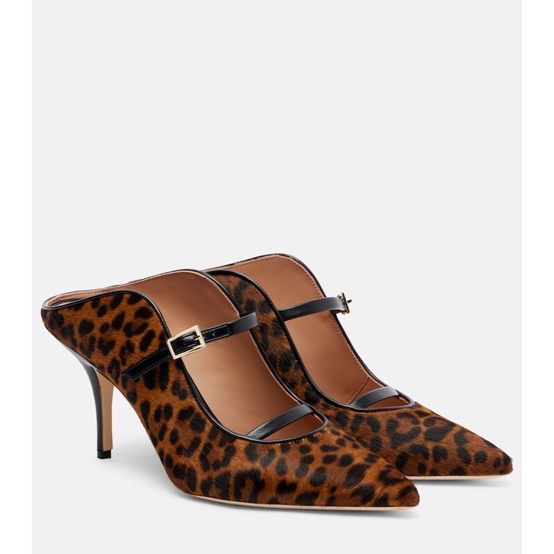 Malone Souliers Gala 70 leopard-print calf hair mules