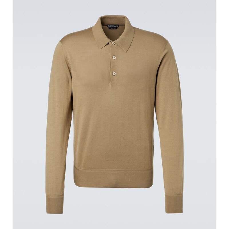 Pánský klasický svetr Tom Ford v barvě beige s polo krkem