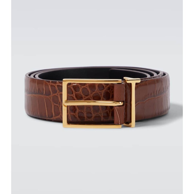 Tom Ford T Loop croc-effect leather belt