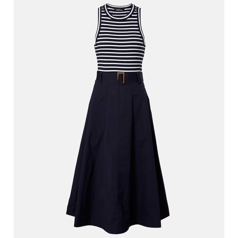 Veronica Beard Belted cotton-blend midi dress