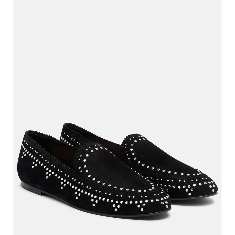 Aquazzura Skye studded suede loafers